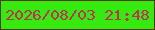 文字の大きさ：1、枠の色：563911、背景の色：37ea0d、文字の色：ba3254 無料ブログパーツのブログ時計