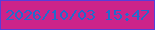 文字の大きさ：1、枠の色：563eda、背景の色：cc238a、文字の色：226bcc 無料ブログパーツのブログ時計