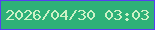 文字の大きさ：1、枠の色：563ff1、背景の色：2eb178、文字の色：cdf1c6 無料ブログパーツのブログ時計