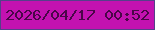 文字の大きさ：2、枠の色：56408a、背景の色：c312b0、文字の色：4a0648 無料ブログパーツのブログ時計