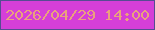 文字の大きさ：5、枠の色：564c92、背景の色：d53fd8、文字の色：eaa27c 無料ブログパーツのブログ時計