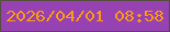文字の大きさ：4、枠の色：564d3c、背景の色：9642b2、文字の色：fd9b10 無料ブログパーツのブログ時計