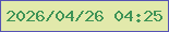 文字の大きさ：5、枠の色：5652b5、背景の色：e2e9ab、文字の色：3e9356 無料ブログパーツのブログ時計