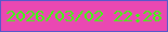 文字の大きさ：2、枠の色：5659cb、背景の色：ea48b2、文字の色：3aff0b 無料ブログパーツのブログ時計