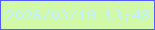 文字の大きさ：1、枠の色：565dfe、背景の色：d1f9a8、文字の色：c0effe 無料ブログパーツのブログ時計
