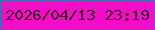 文字の大きさ：1、枠の色：5663b4、背景の色：f30dc8、文字の色：3d1424 無料ブログパーツのブログ時計