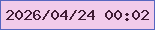 文字の大きさ：2、枠の色：5666c0、背景の色：f1cbea、文字の色：401c35 無料ブログパーツのブログ時計