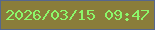 文字の大きさ：5、枠の色：56678e、背景の色：8a7d3a、文字の色：8cf76a 無料ブログパーツのブログ時計