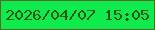 文字の大きさ：2、枠の色：56692f、背景の色：0fea4d、文字の色：2f5815 無料ブログパーツのブログ時計