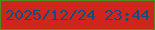 文字の大きさ：5、枠の色：568918、背景の色：ce251d、文字の色：144d7b 無料ブログパーツのブログ時計