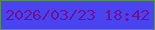 文字の大きさ：2、枠の色：568e53、背景の色：4a43f0、文字の色：6b1299 無料ブログパーツのブログ時計