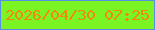 文字の大きさ：3、枠の色：568eea、背景の色：7af523、文字の色：f38710 無料ブログパーツのブログ時計