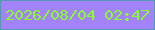 文字の大きさ：5、枠の色：5698b4、背景の色：a383fa、文字の色：89ff2d 無料ブログパーツのブログ時計