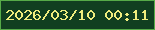 文字の大きさ：1、枠の色：56ab48、背景の色：113f20、文字の色：f0ed7e 無料ブログパーツのブログ時計