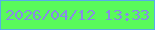 文字の大きさ：4、枠の色：56aee7、背景の色：59fa5b、文字の色：888ae6 無料ブログパーツのブログ時計