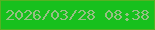 文字の大きさ：4、枠の色：56b123、背景の色：17c01d、文字の色：95bf83 無料ブログパーツのブログ時計