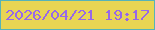 文字の大きさ：1、枠の色：56b3b8、背景の色：e8d553、文字の色：9768e9 無料ブログパーツのブログ時計