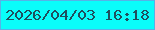 文字の大きさ：5、枠の色：56b3e7、背景の色：0afdfa、文字の色：1f4f5e 無料ブログパーツのブログ時計