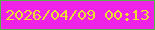文字の大きさ：2、枠の色：56b449、背景の色：ef23e8、文字の色：ecdc33 無料ブログパーツのブログ時計