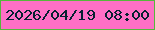 文字の大きさ：5、枠の色：56b73b、背景の色：fe6fc5、文字の色：062132 無料ブログパーツのブログ時計