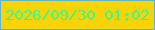 文字の大きさ：3、枠の色：56b7dd、背景の色：f8d402、文字の色：3af795 無料ブログパーツのブログ時計