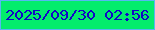 文字の大きさ：1、枠の色：56b7f2、背景の色：03ec6c、文字の色：1206c7 無料ブログパーツのブログ時計