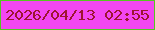 文字の大きさ：1、枠の色：56c620、背景の色：f346f1、文字の色：9d1531 無料ブログパーツのブログ時計