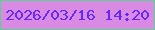 文字の大きさ：1、枠の色：56d38c、背景の色：d98be4、文字の色：6727ff 無料ブログパーツのブログ時計