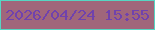 文字の大きさ：5、枠の色：56d5c3、背景の色：a0667b、文字の色：7042ad 無料ブログパーツのブログ時計