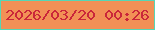 文字の大きさ：5、枠の色：56d6b5、背景の色：f29056、文字の色：ca263a 無料ブログパーツのブログ時計
