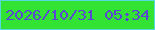 文字の大きさ：1、枠の色：56d8dd、背景の色：32e333、文字の色：5948d1 無料ブログパーツのブログ時計