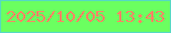 文字の大きさ：3、枠の色：56d9c2、背景の色：6bff60、文字の色：fd8664 無料ブログパーツのブログ時計