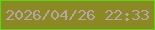 文字の大きさ：1、枠の色：56da0e、背景の色：8a8924、文字の色：b6a4a7 無料ブログパーツのブログ時計
