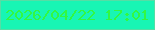 文字の大きさ：3、枠の色：56dda5、背景の色：18f5b4、文字の色：32f841 無料ブログパーツのブログ時計