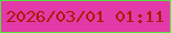文字の大きさ：2、枠の色：56e143、背景の色：e439a8、文字の色：a81c04 無料ブログパーツのブログ時計