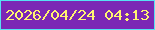 文字の大きさ：4、枠の色：56e1f3、背景の色：7b27b5、文字の色：fff570 無料ブログパーツのブログ時計