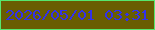 文字の大きさ：2、枠の色：56e76e、背景の色：695d02、文字の色：3231ea 無料ブログパーツのブログ時計