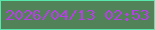 文字の大きさ：5、枠の色：56e8ac、背景の色：528358、文字の色：b740e5 無料ブログパーツのブログ時計