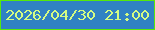 文字の大きさ：5、枠の色：56e90b、背景の色：3082c3、文字の色：d4fc83 無料ブログパーツのブログ時計