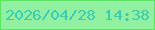 文字の大きさ：5、枠の色：56e956、背景の色：92f0a2、文字の色：36cdb5 無料ブログパーツのブログ時計