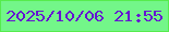 文字の大きさ：5、枠の色：56eb4d、背景の色：73f689、文字の色：6513d2 無料ブログパーツのブログ時計