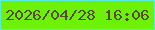 文字の大きさ：1、枠の色：56eee2、背景の色：6df105、文字の色：564b2d 無料ブログパーツのブログ時計