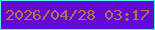 文字の大きさ：4、枠の色：56fadf、背景の色：600bd2、文字の色：bc7147 無料ブログパーツのブログ時計