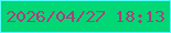 文字の大きさ：2、枠の色：56fbfe、背景の色：02d776、文字の色：ae3c80 無料ブログパーツのブログ時計