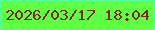 文字の大きさ：1、枠の色：56fca1、背景の色：5fff41、文字の色：802529 無料ブログパーツのブログ時計