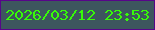 文字の大きさ：5、枠の色：570589、背景の色：3d565e、文字の色：37fb08 無料ブログパーツのブログ時計
