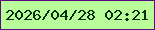 文字の大きさ：3、枠の色：570d81、背景の色：b9fd9b、文字の色：052e0d 無料ブログパーツのブログ時計