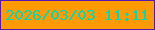文字の大きさ：4、枠の色：5718b0、背景の色：ff9a03、文字の色：06d8b3 無料ブログパーツのブログ時計