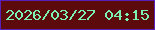 文字の大きさ：4、枠の色：5720ba、背景の色：5d0a0c、文字の色：7df1b1 無料ブログパーツのブログ時計