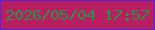 文字の大きさ：4、枠の色：5723dd、背景の色：b81f60、文字の色：269645 無料ブログパーツのブログ時計